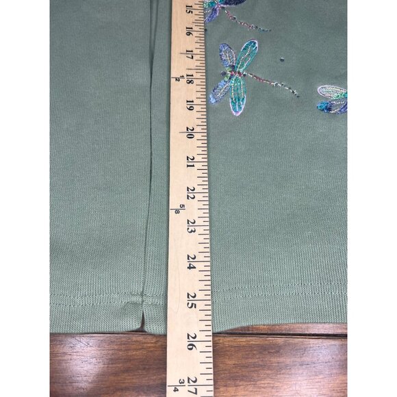 Quacker Factory2 In 1 Sweater Womens XL Green With Embroidered Dragonflies XL - Picture 11 of 12
